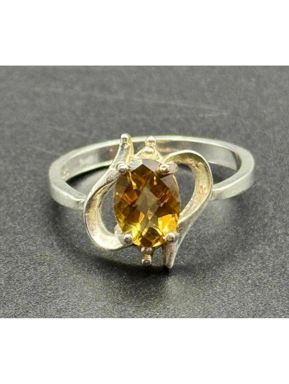 Citrine and Sterling Silver Ring - Size 6 - 6.5
